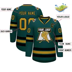 Midnight Green Old Gold-Black Classic Hockey Jersey 2