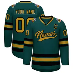 Midnight Green Old Gold-Black Classic Hockey Jersey 1