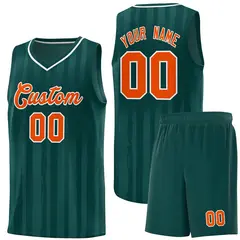 Midnight Green Orange Vertical Stripe Basketball Jersey 1