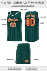 Midnight Green Orange Vertical Stripe Basketball Jersey 2