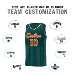 Midnight Green Orange Vertical Stripe Basketball Jersey 3