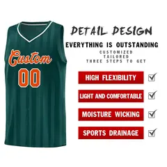 Midnight Green Orange Vertical Stripe Basketball Jersey 4