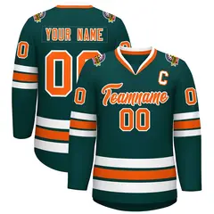 Midnight Green Orange-White Classic Hockey Jersey