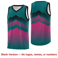 Midnight Green Pink Mountain Fade Gradient Basketball Jersey 6