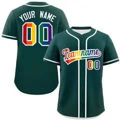 Midnight Green Rainbow Pride Month Authentic Baseball Jersey 1