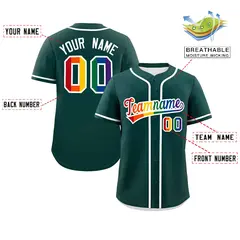 Midnight Green Rainbow Pride Month Authentic Baseball Jersey 2