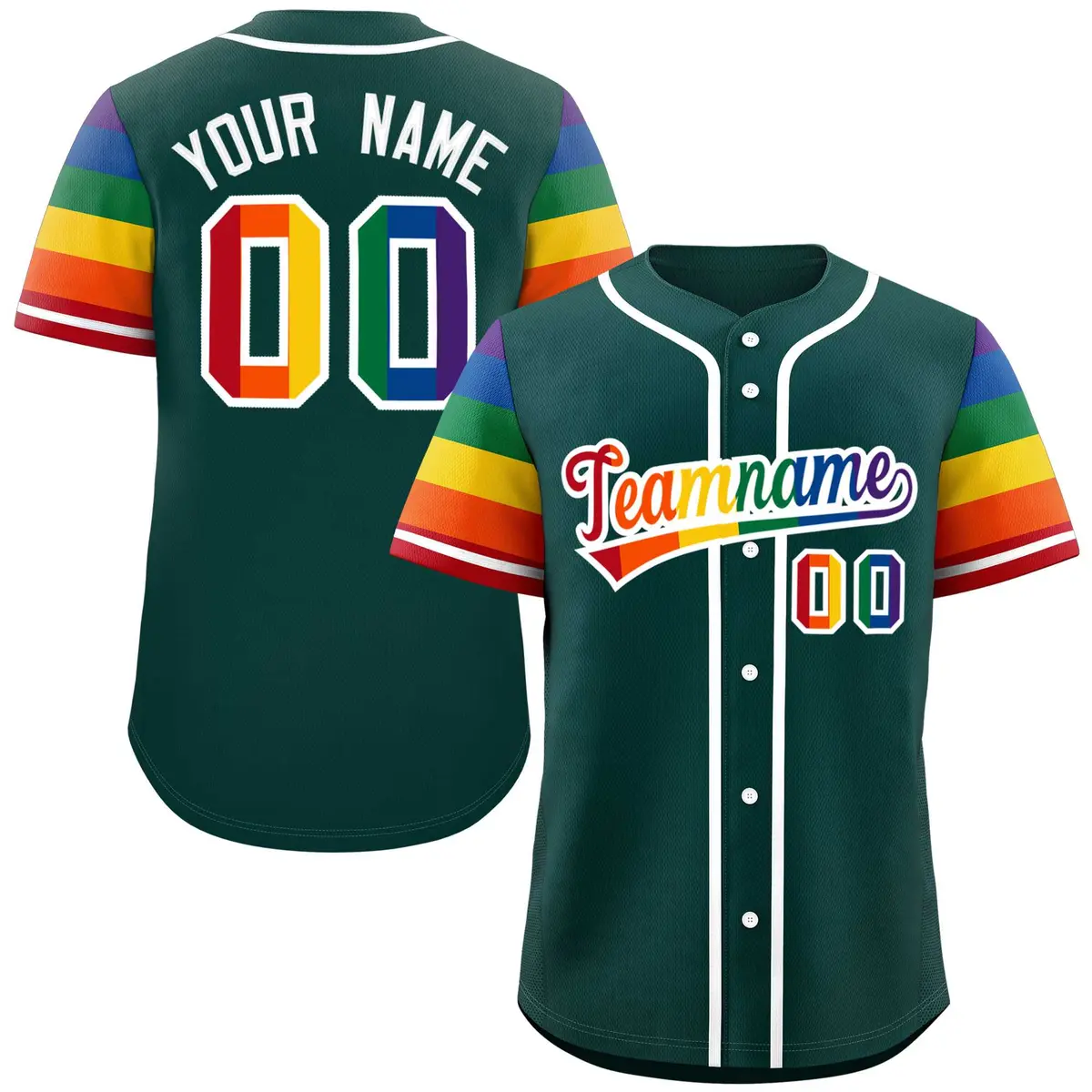 Midnight Green Rainbow Pride Month Raglan Baseball Jersey