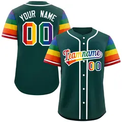 Midnight Green Rainbow Pride Month Raglan Baseball Jersey 1