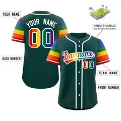 Midnight Green Rainbow Pride Month Raglan Baseball Jersey 2