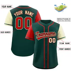 Midnight Green Red and Cream Raglan Sleeves Baseball Jersey 2