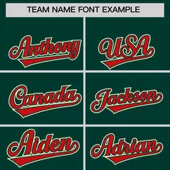Midnight Green Red and Cream Raglan Sleeves Baseball Jersey 3