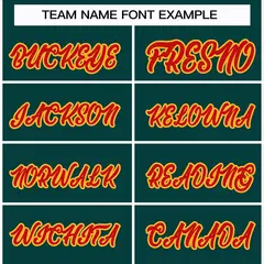 Midnight Green Red-Gold Classic Style Hockey Jersey 3