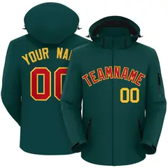 Midnight Green Red-Gold Classic Style Waterproof Jacket