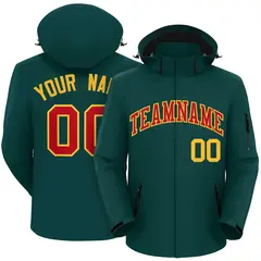 Midnight Green Red-Gold Classic Style Waterproof Jacket