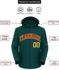 Midnight Green Red-Gold Classic Style Waterproof Jacket 2