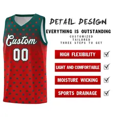 Midnight Green Red Gradient Star Pattern Basketball Jersey Set 2