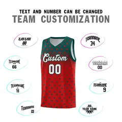 Midnight Green Red Gradient Star Pattern Basketball Jersey Set 4