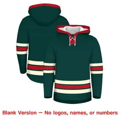 Midnight Green Red Lace-Up Neck Hockey Hoodie 7