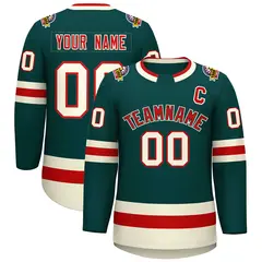 Midnight Green Red Midnight Green-Khaki Hockey Jersey
