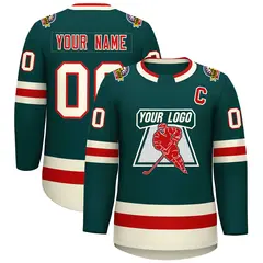 Midnight Green Red Midnight Green-Khaki Hockey Jersey