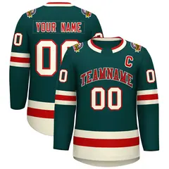 Midnight Green Red Midnight Green-Khaki Hockey Jersey