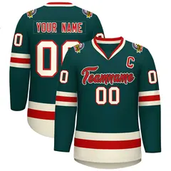 Midnight Green Red Midnight Green-Khaki Hockey Jersey