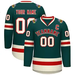 Midnight Green Red Midnight Green-Khaki Hockey Jersey