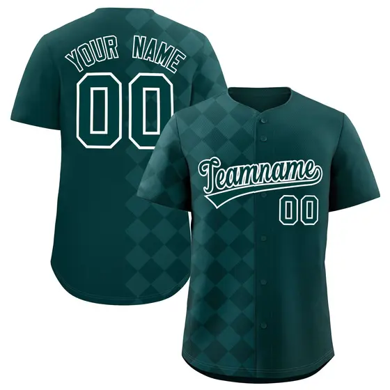 Midnight Green Rhombus Design Authentic Baseball Jersey