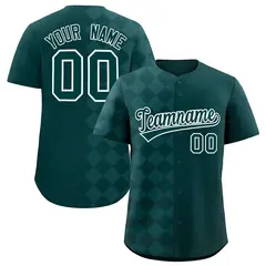 Midnight Green Rhombus Design Authentic Baseball Jersey 1