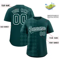 Midnight Green Rhombus Design Authentic Baseball Jersey 2
