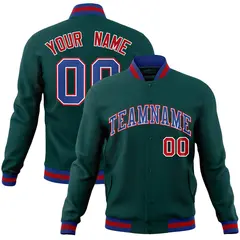 Midnight Green Royal-White Varsity Full-Snap Letterman Jacket 1