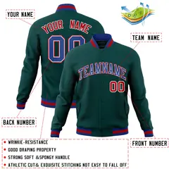 Midnight Green Royal-White Varsity Full-Snap Letterman Jacket 4