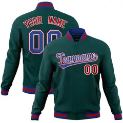 Midnight Green Royal-White Varsity Full-Snap Letterman Jacket 1