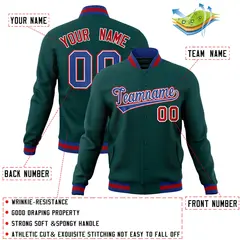 Midnight Green Royal-White Varsity Full-Snap Letterman Jacket 4