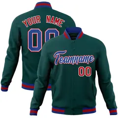 Midnight Green Royal-White Varsity Full-Snap Letterman Jacket 1
