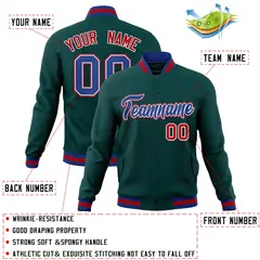 Midnight Green Royal-White Varsity Full-Snap Letterman Jacket 4