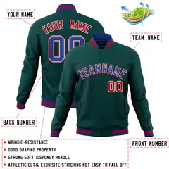 Midnight Green Royal-White Varsity Full-Snap Letterman Jacket 4