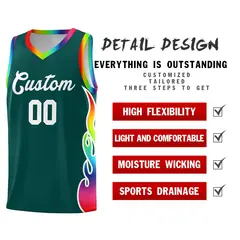 Midnight Green Side Flame Basketball Jersey for Teams 2