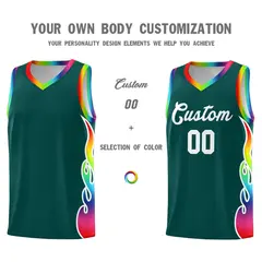 Midnight Green Side Flame Basketball Jersey for Teams 3
