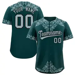 Midnight Green Silver Baroque Style Baseball Jersey 1