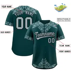 Midnight Green Silver Baroque Style Baseball Jersey 2