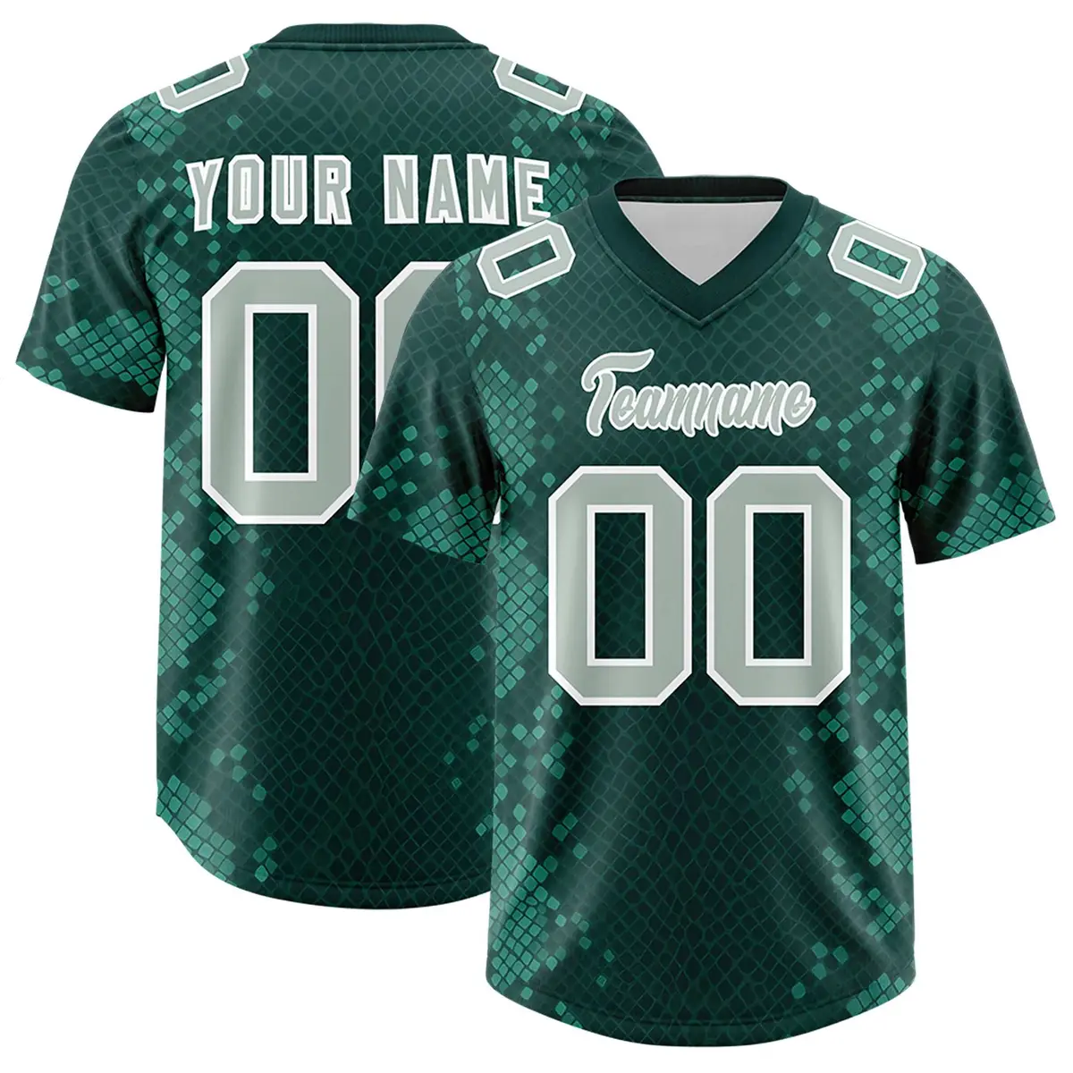 Midnight Green Snakeskin Graffiti Pattern Football Jersey