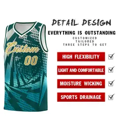 Midnight Green Teal Lightning Halftone Dot Basketball Jersey 2