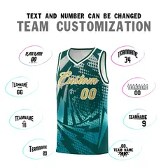 Midnight Green Teal Lightning Halftone Dot Basketball Jersey 4