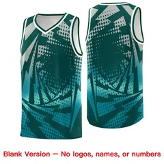 Midnight Green Teal Lightning Halftone Dot Basketball Jersey 6