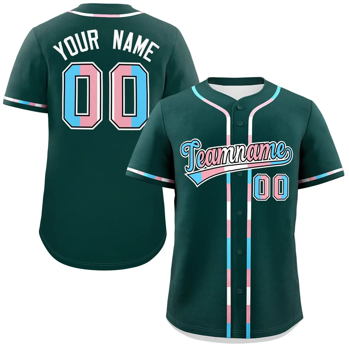 Midnight Green Transgender Pride Month Baseball Jersey