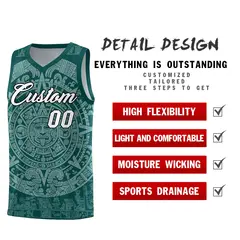Midnight Green White Aztec Sun Stone Graffiti Basketball Jersey 2