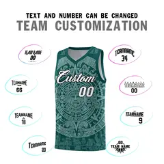 Midnight Green White Aztec Sun Stone Graffiti Basketball Jersey 4