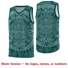 Midnight Green White Aztec Sun Stone Graffiti Basketball Jersey 6