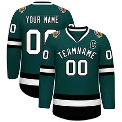 Midnight Green White-Black Classic Hockey Jersey 1